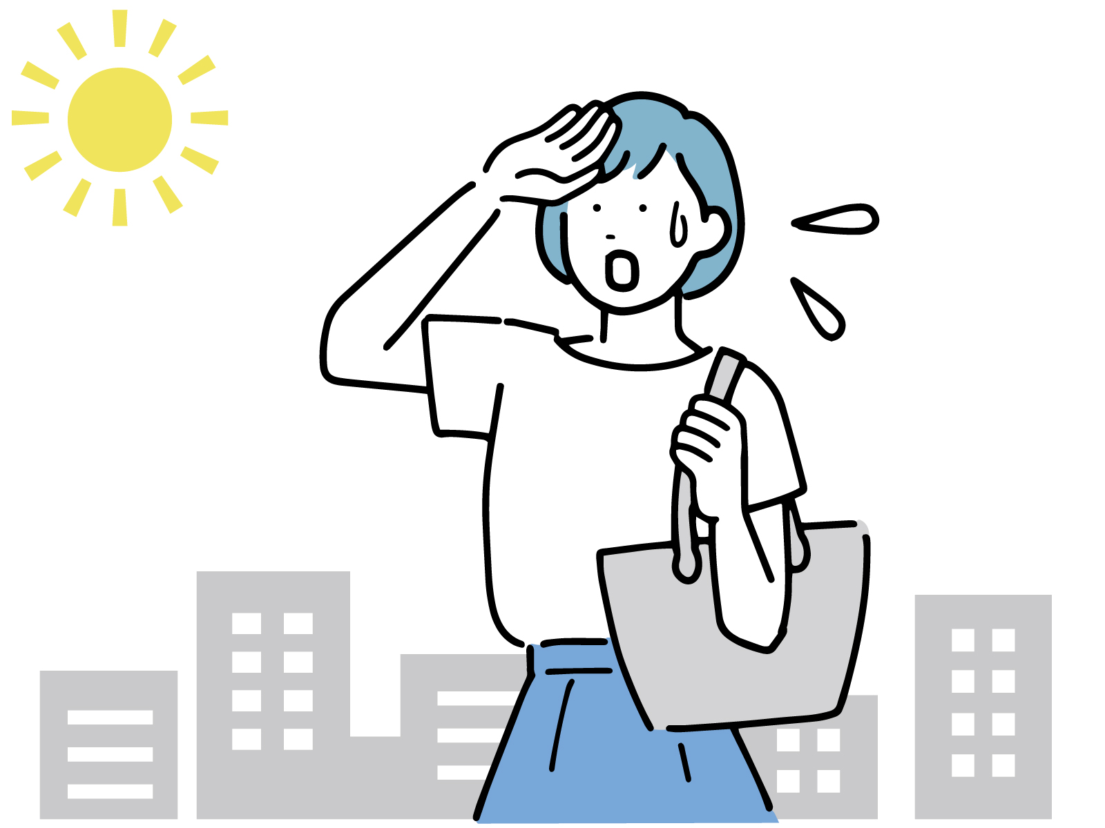 屋外で汗をかく女性